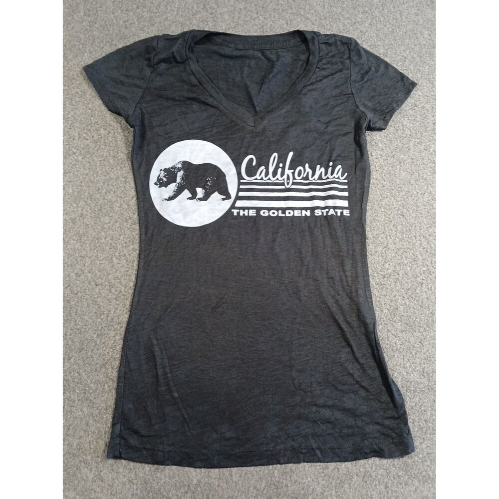 California The Golden State Black V Neck Short Sleeve Tee Unbranded Small New